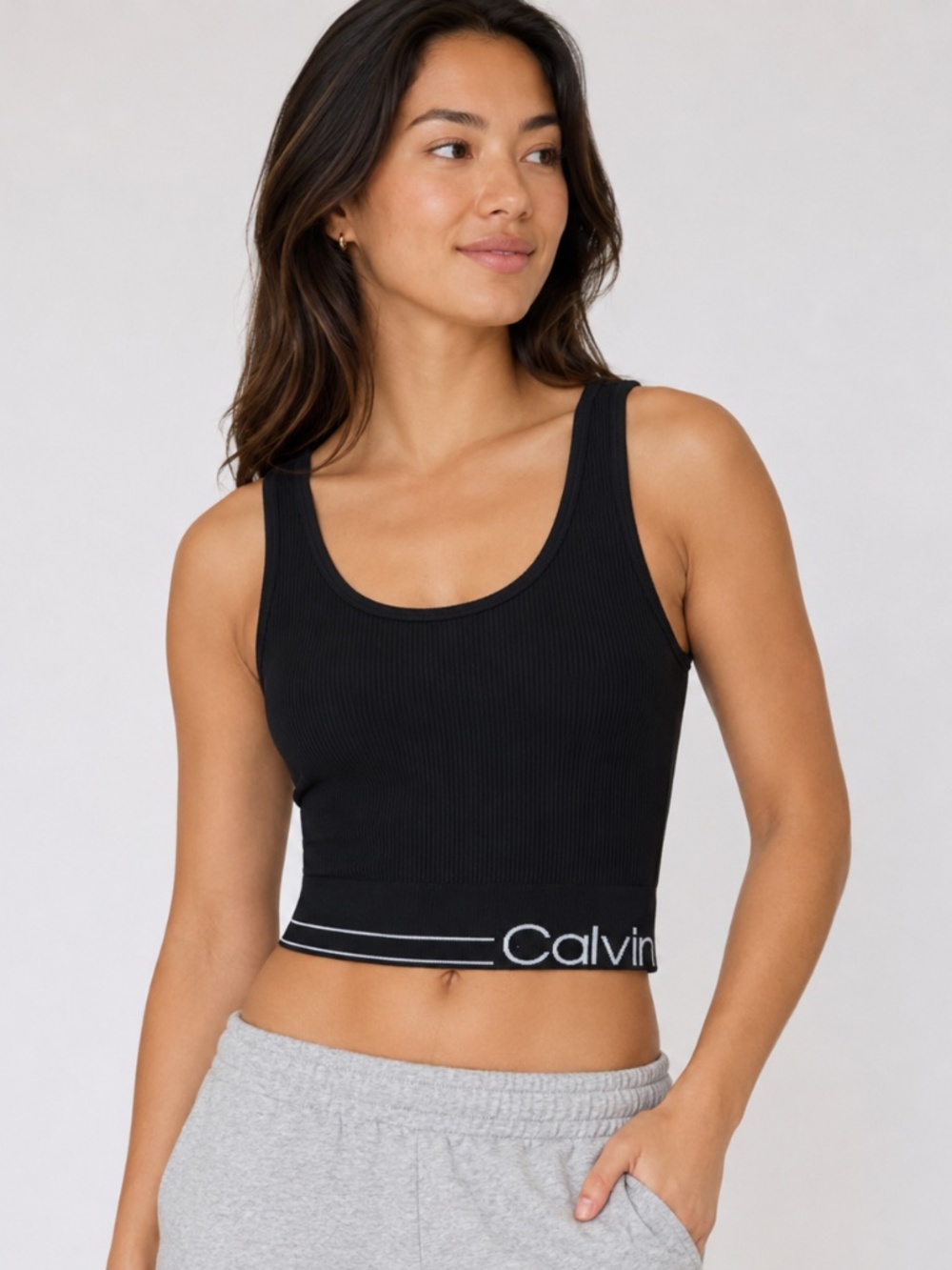 Calvin Klein Performance Sporty Y2K Esque Athleisure Activewear Ribbed Tank